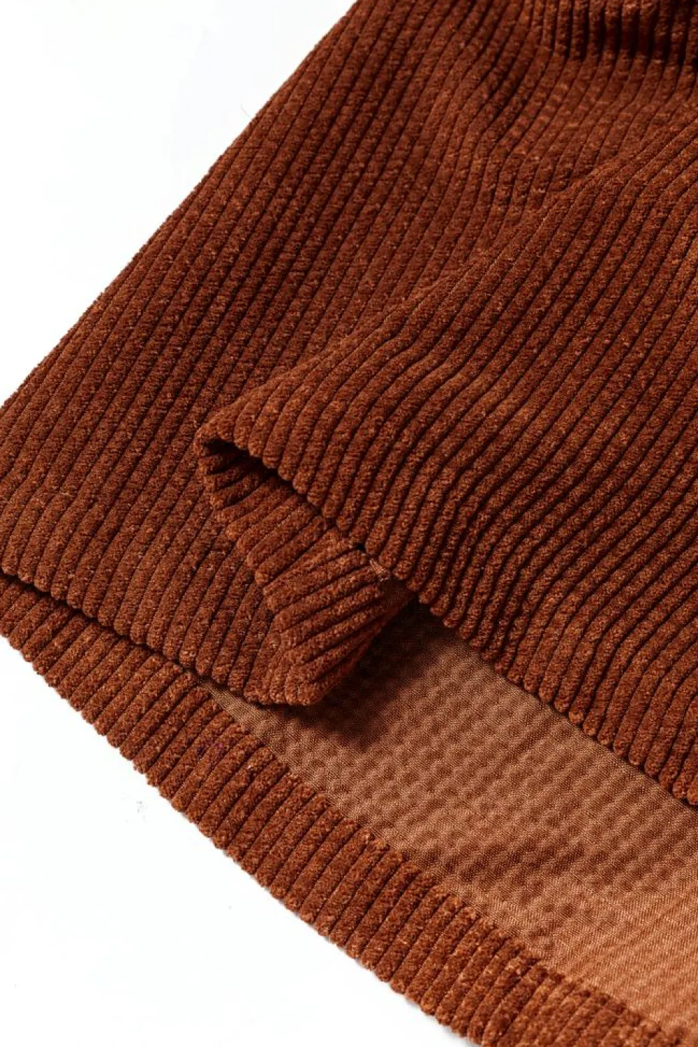 Discount Dear-Lover Textured Corduroy Puff Sleeve Shacket Coffee