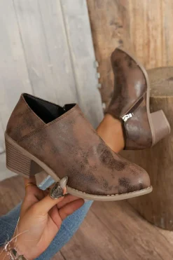Outlet Dear-Lover Tulip Opening Suede Ankle Boots Coffee