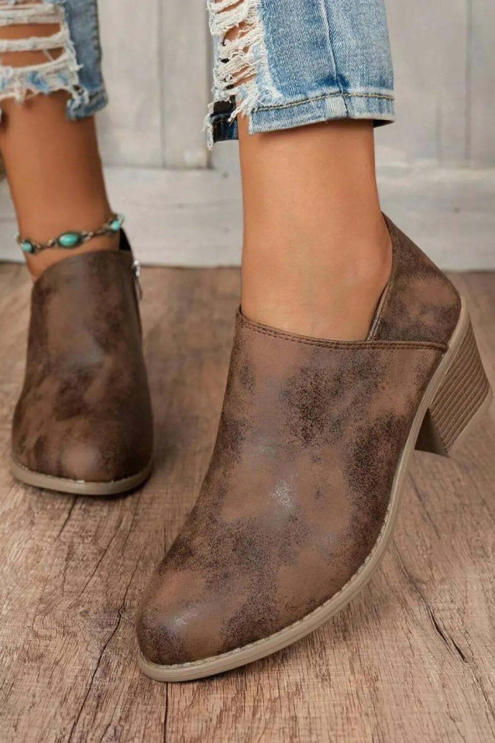 Outlet Dear-Lover Tulip Opening Suede Ankle Boots Coffee
