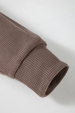 Best Dear-Lover Waffle Knit Fleece Lined High Low Oversized Hoodie Coffee