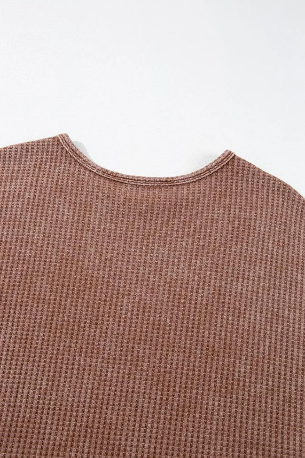 New Dear-Lover Waffle Knit Fringed High Low Loose Top Coffee