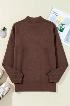Best Dear-Lover Western Howdy Boot Graphic High Neck Sweater Coffee