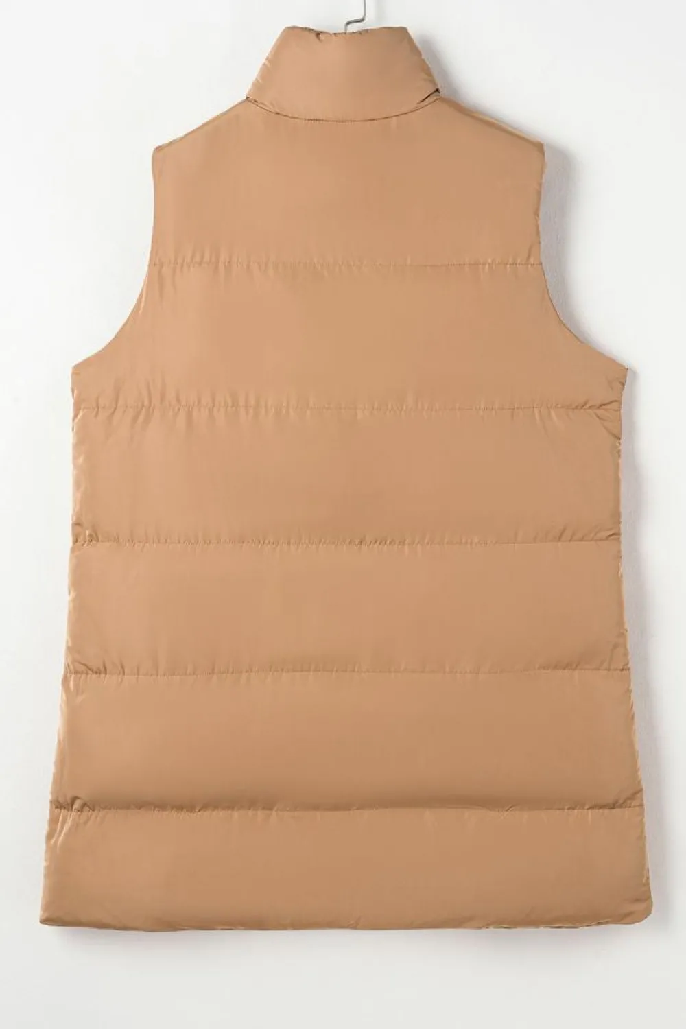 Outlet Dear-Lover Windproof Longline Full Zipper Puffer Vest with Pockets Coffee