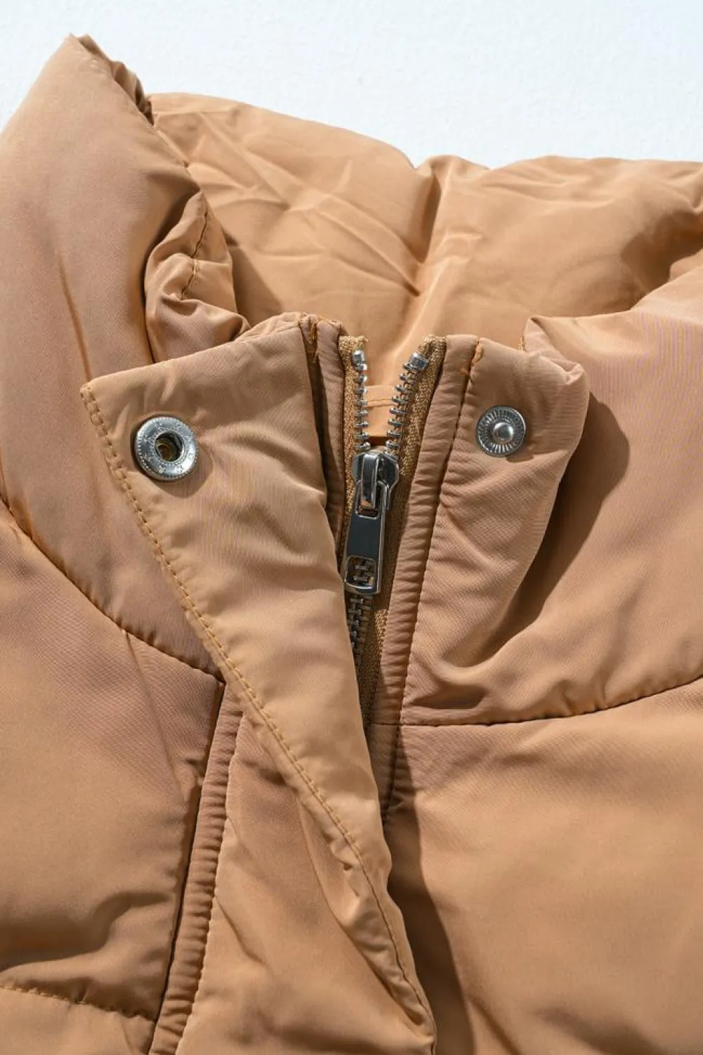 Outlet Dear-Lover Windproof Longline Full Zipper Puffer Vest with Pockets Coffee