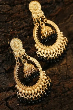 Hot Dear-Lover Boho Pearl Tasseled Plated Alloy Dangle Earrings Color black