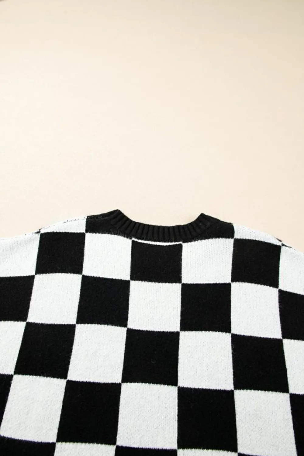 Sale Dear-Lover Colorblock Plaid Pattern Ribbed Trim Sweater Tank Top Color black