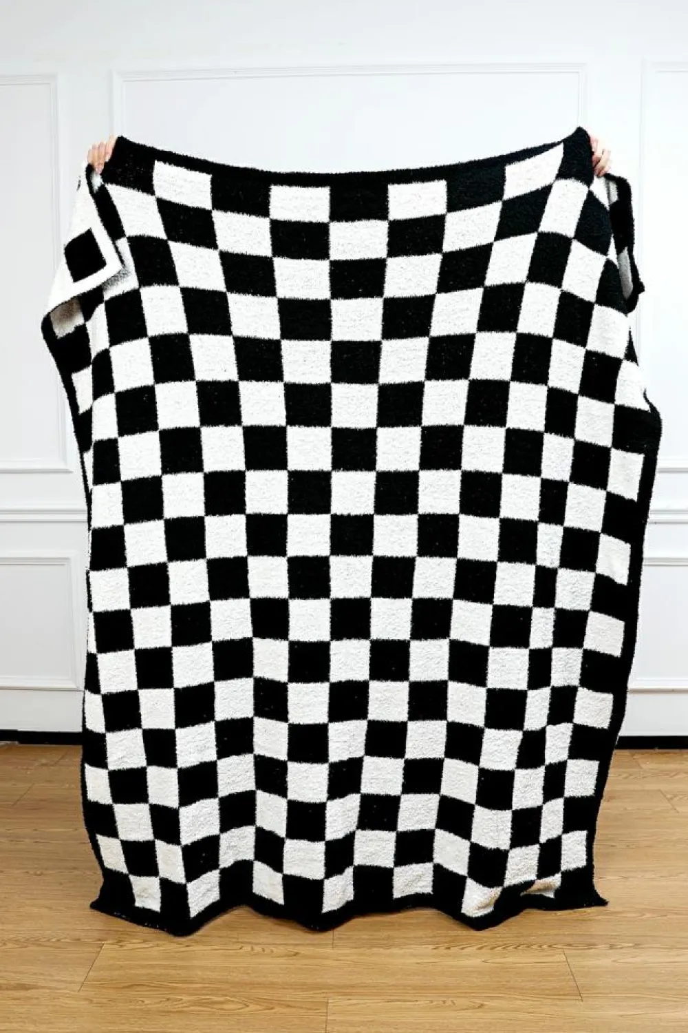 Clearance Dear-Lover Plush Checkered Print Sofa Blanket 127*152cm Color black