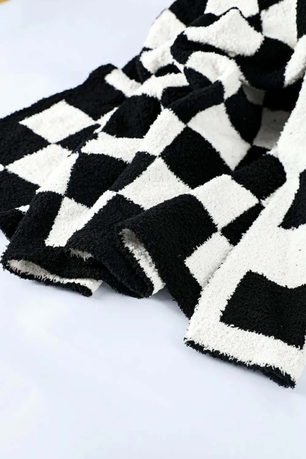 Clearance Dear-Lover Plush Checkered Print Sofa Blanket 127*152cm Color black