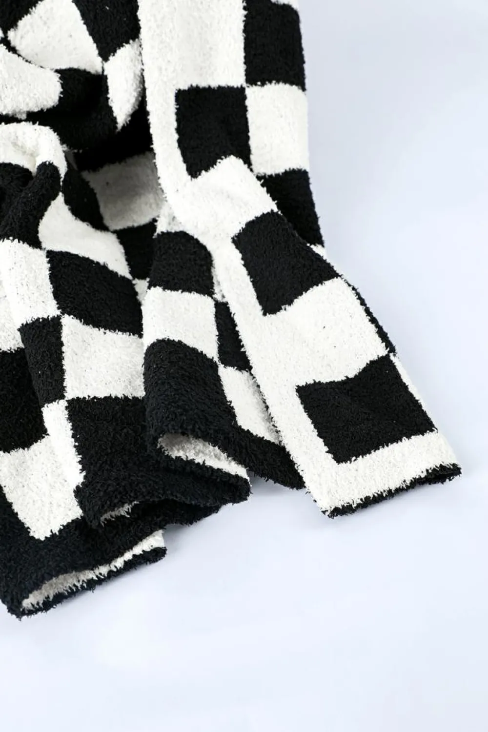 Clearance Dear-Lover Plush Checkered Print Sofa Blanket 127*152cm Color black