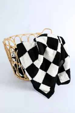 Clearance Dear-Lover Plush Checkered Print Sofa Blanket 127*152cm Color black