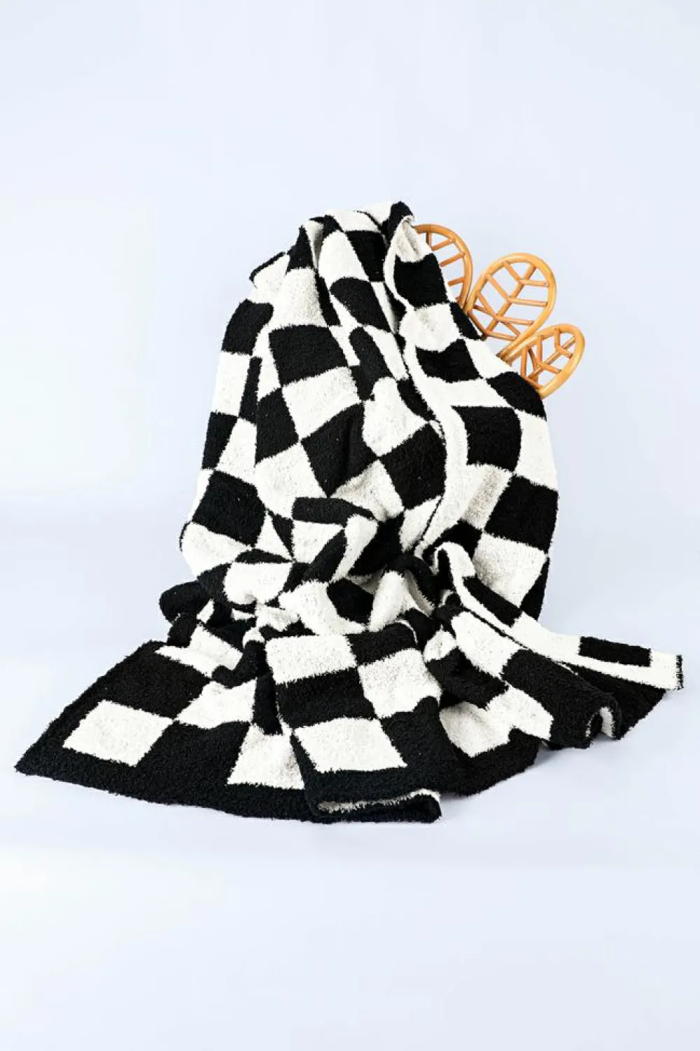 Clearance Dear-Lover Plush Checkered Print Sofa Blanket 127*152cm Color black
