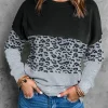 Discount Dear-Lover Colorblock Contrast Stitching Sweatshirt with Slits Gray