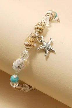 Best Dear-Lover Conch Beaded Starfish Beach Anklet White