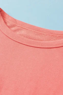 Hot Dear-Lover Contrast Patchwork Kangaroo Pocket Sweatshirt Fiery Red