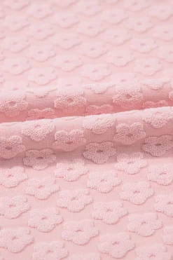 Best Dear-Lover Daisy Jacquard Textured Casual Short Set Coral Paradise