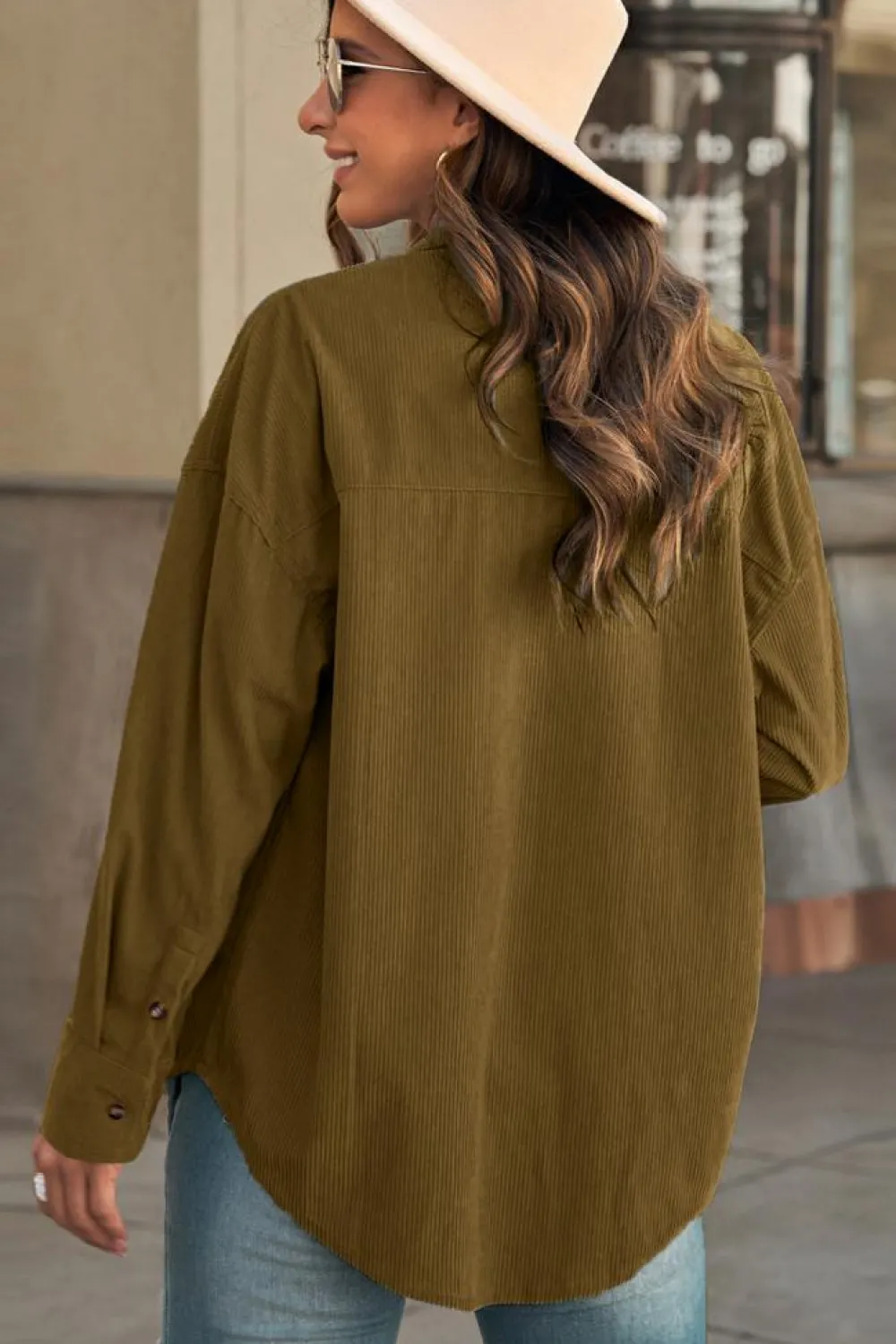 Best Dear-Lover Corduroy Button Pocket Shirt Khaki