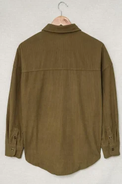 Best Dear-Lover Corduroy Button Pocket Shirt Khaki