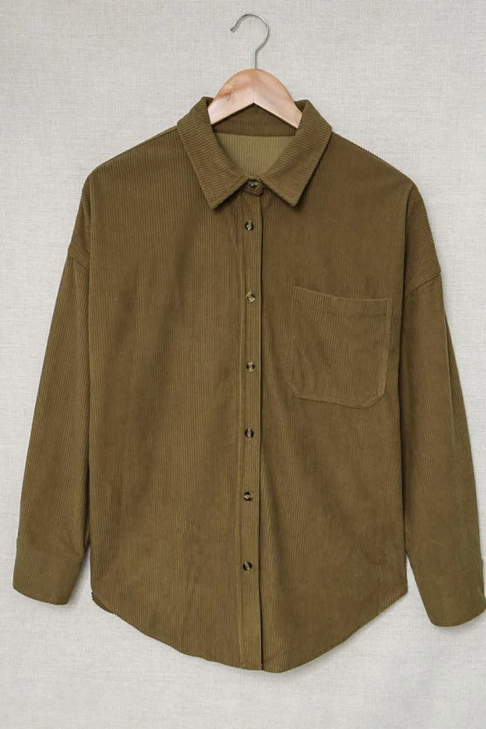 Best Dear-Lover Corduroy Button Pocket Shirt Khaki