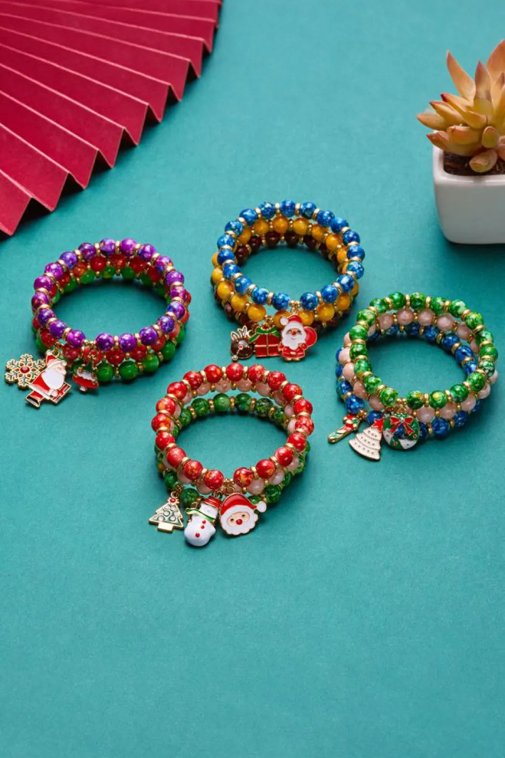 Sale Dear-Lover 3 Pack Christmas Bead Bracelets Dark Blue