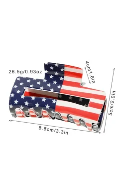Discount Dear-Lover American Flag Print Square Claw Clip Dark Blue