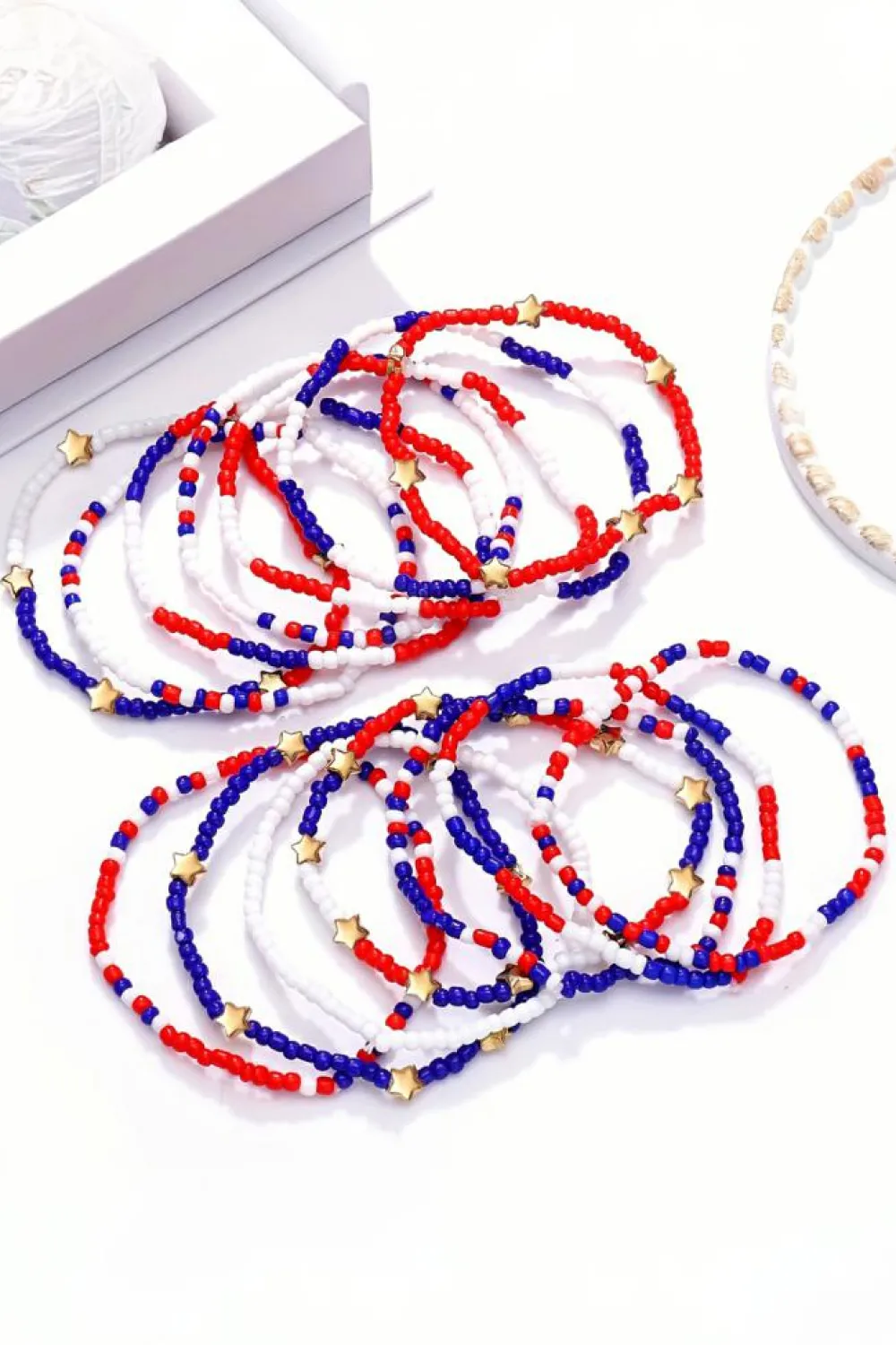 Sale Dear-Lover American Flag Star Beaded Multi Layer Bracelet Set Dark Blue