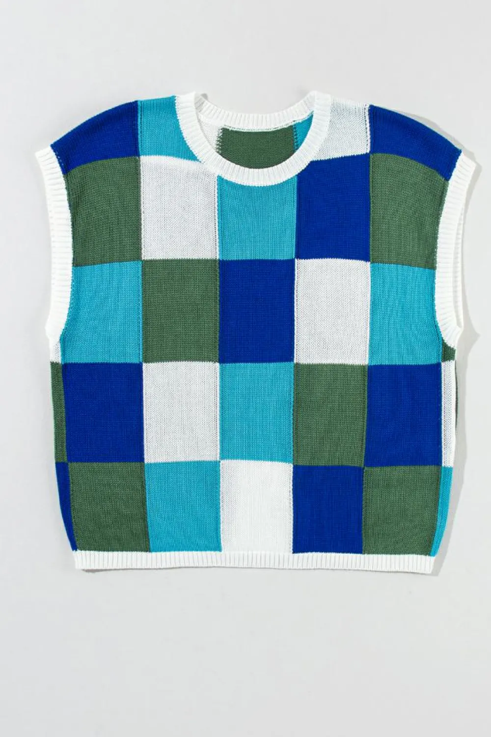 Clearance Dear-Lover Color Block Cap Sleeve Sweater Dark Blue