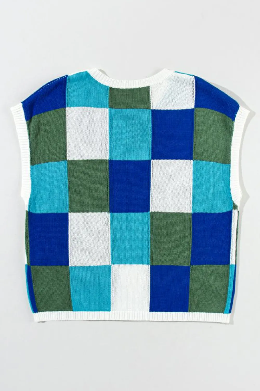 Clearance Dear-Lover Color Block Cap Sleeve Sweater Dark Blue