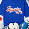 Best Dear-Lover Contrast America Graphic Drop Shoulder Tee Dark Blue