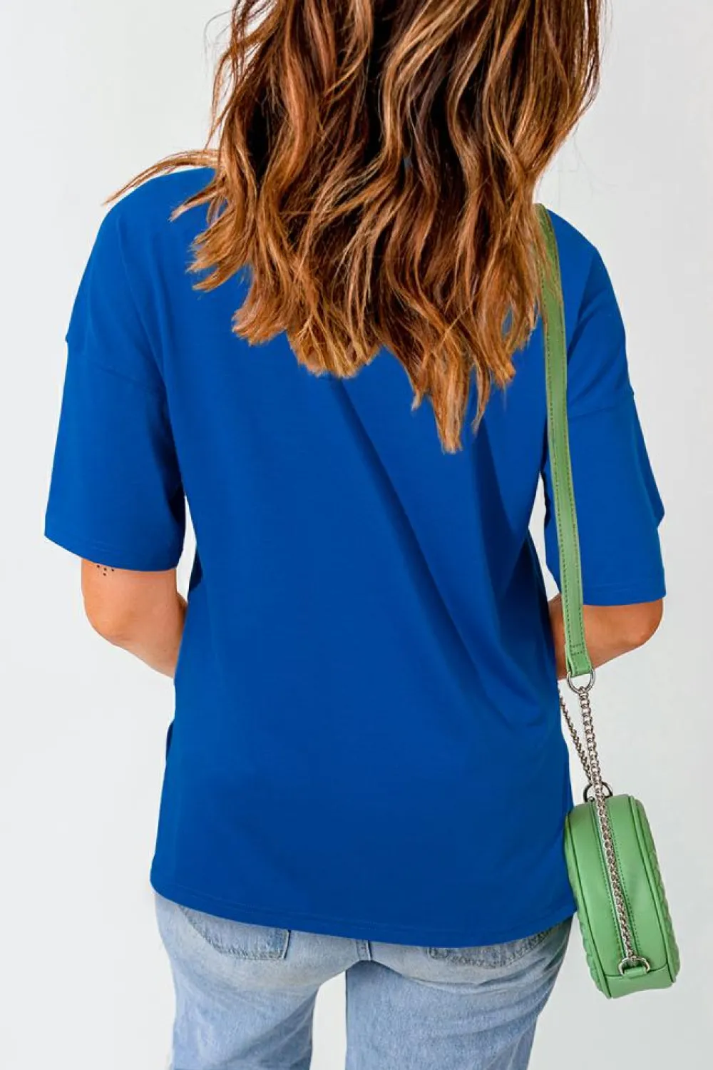 Best Dear-Lover Contrast America Graphic Drop Shoulder Tee Dark Blue