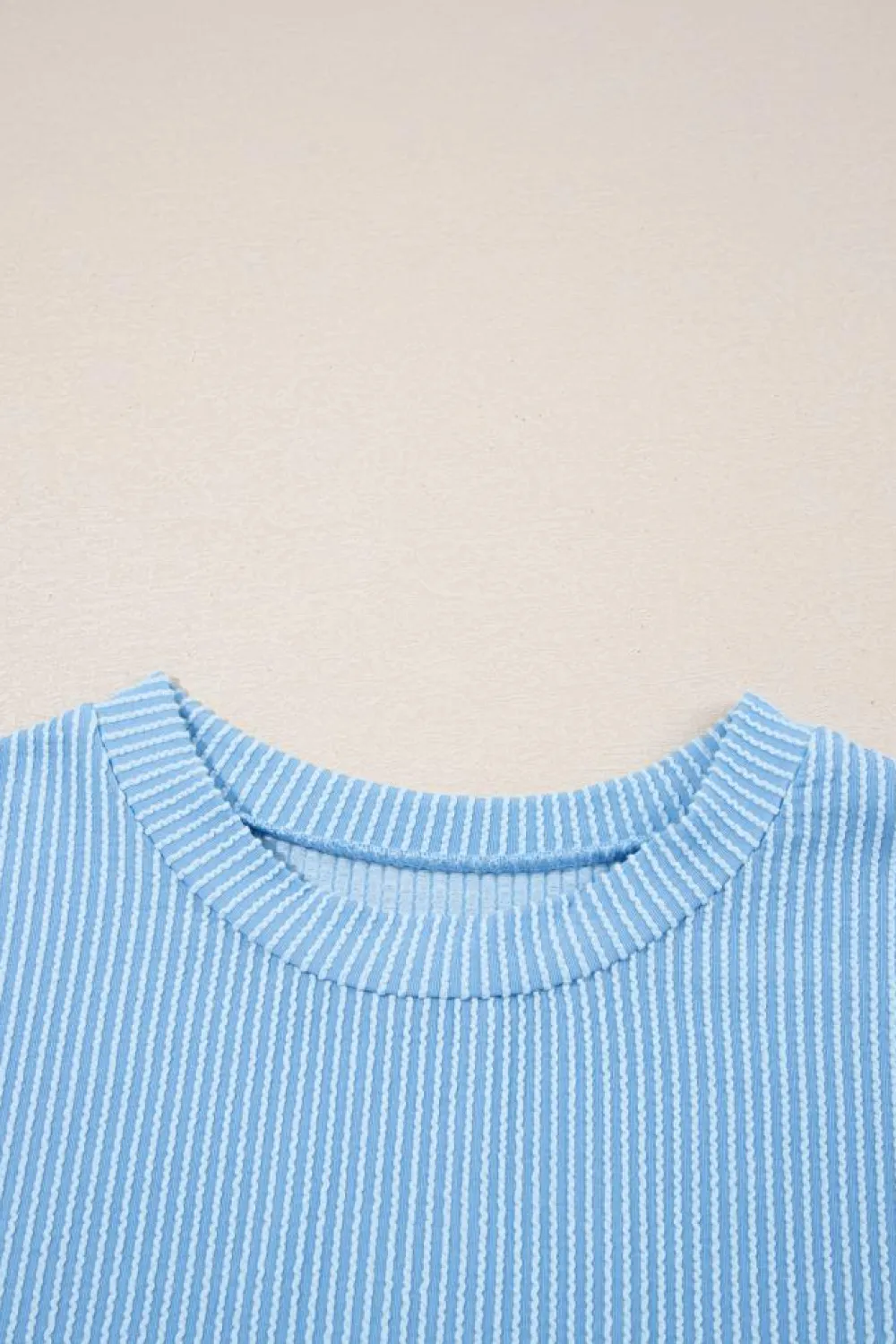 Outlet Dear-Lover Corded Knit Color Block Pocketed Crew Neck T Shirt Dark Blue