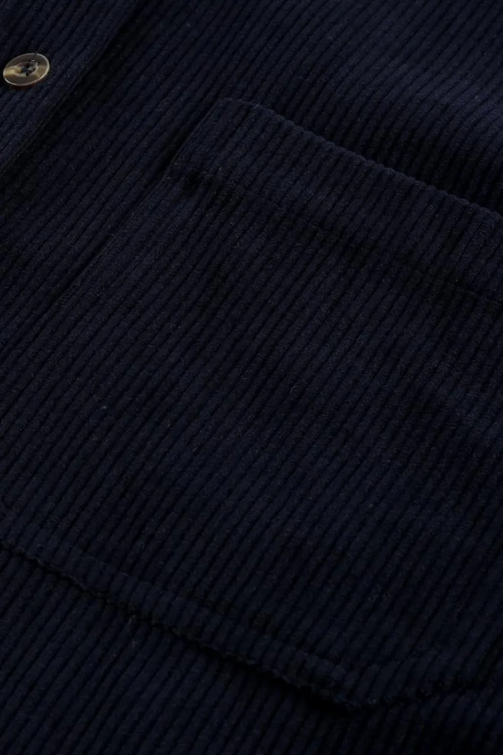Sale Dear-Lover Dark Corduroy Button Pocket Shirt Blue