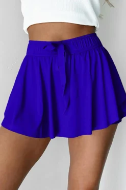 Clearance Dear-Lover Drawstring High Waist Lined Tennis Skorts Dark Blue