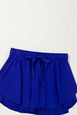 Clearance Dear-Lover Drawstring High Waist Lined Tennis Skorts Dark Blue