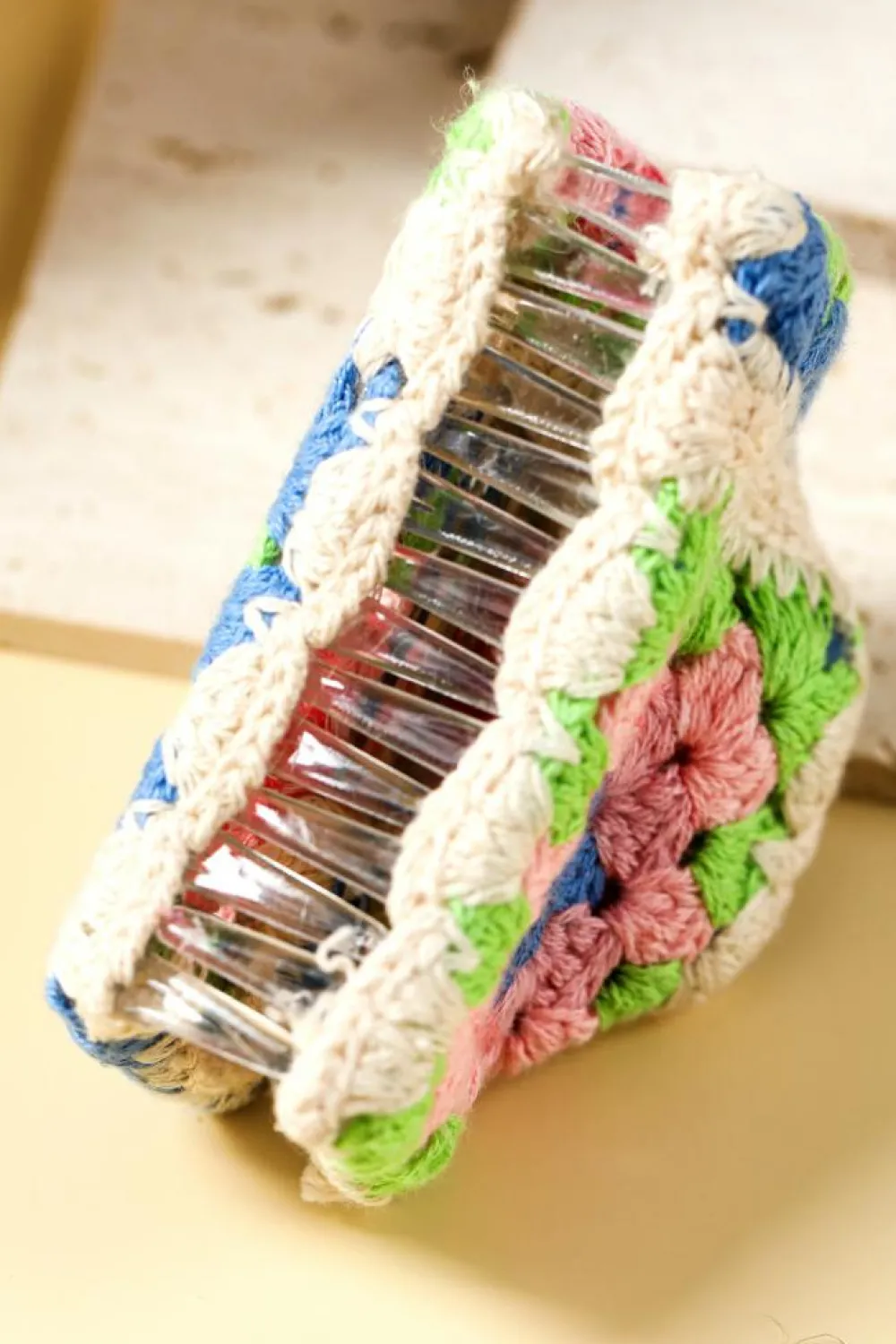 New Dear-Lover Flower Crochet Cover Hair Clawclip Dark Blue