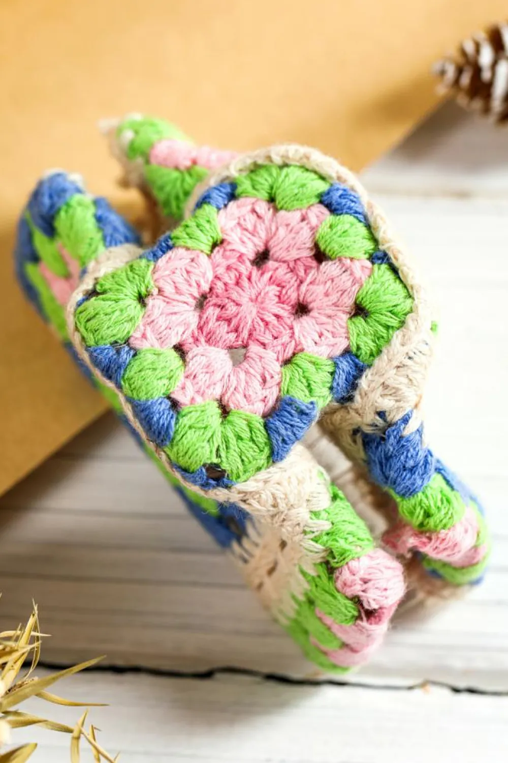 New Dear-Lover Flower Crochet Cover Hair Clawclip Dark Blue