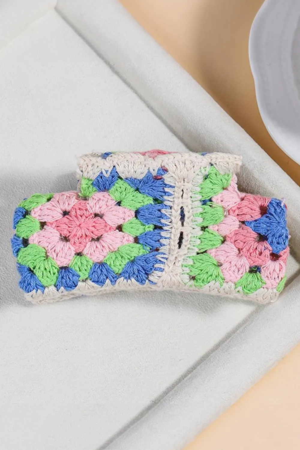 New Dear-Lover Flower Crochet Cover Hair Clawclip Dark Blue