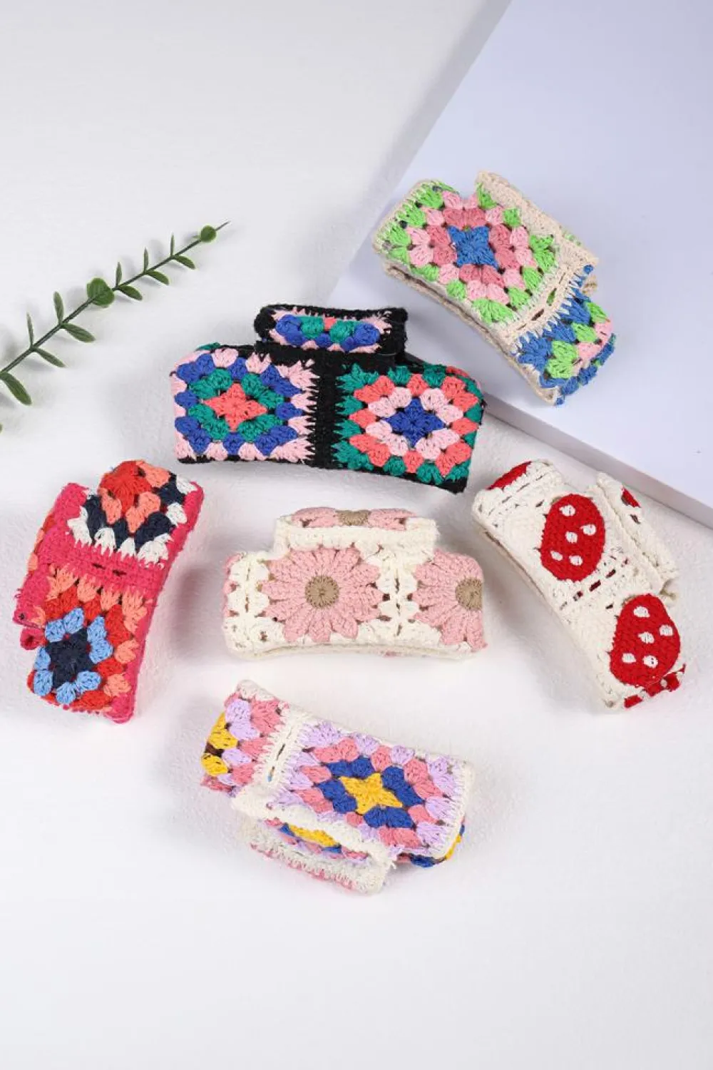 New Dear-Lover Flower Crochet Cover Hair Clawclip Dark Blue