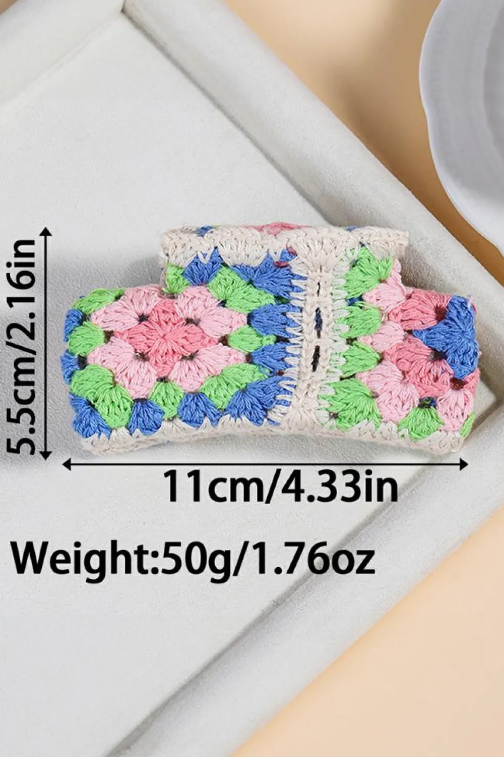 New Dear-Lover Flower Crochet Cover Hair Clawclip Dark Blue