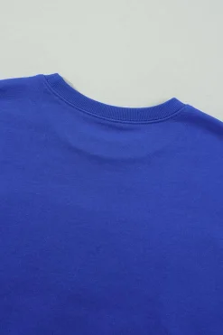 New Dear-Lover Game Day Crew Neck Graphic Pullover Sweatshirt Dark Blue