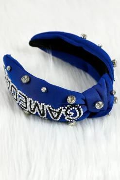 Best Dear-Lover GAME DAY Rugby Football Season Diamond Knotted Headband Dark Blue