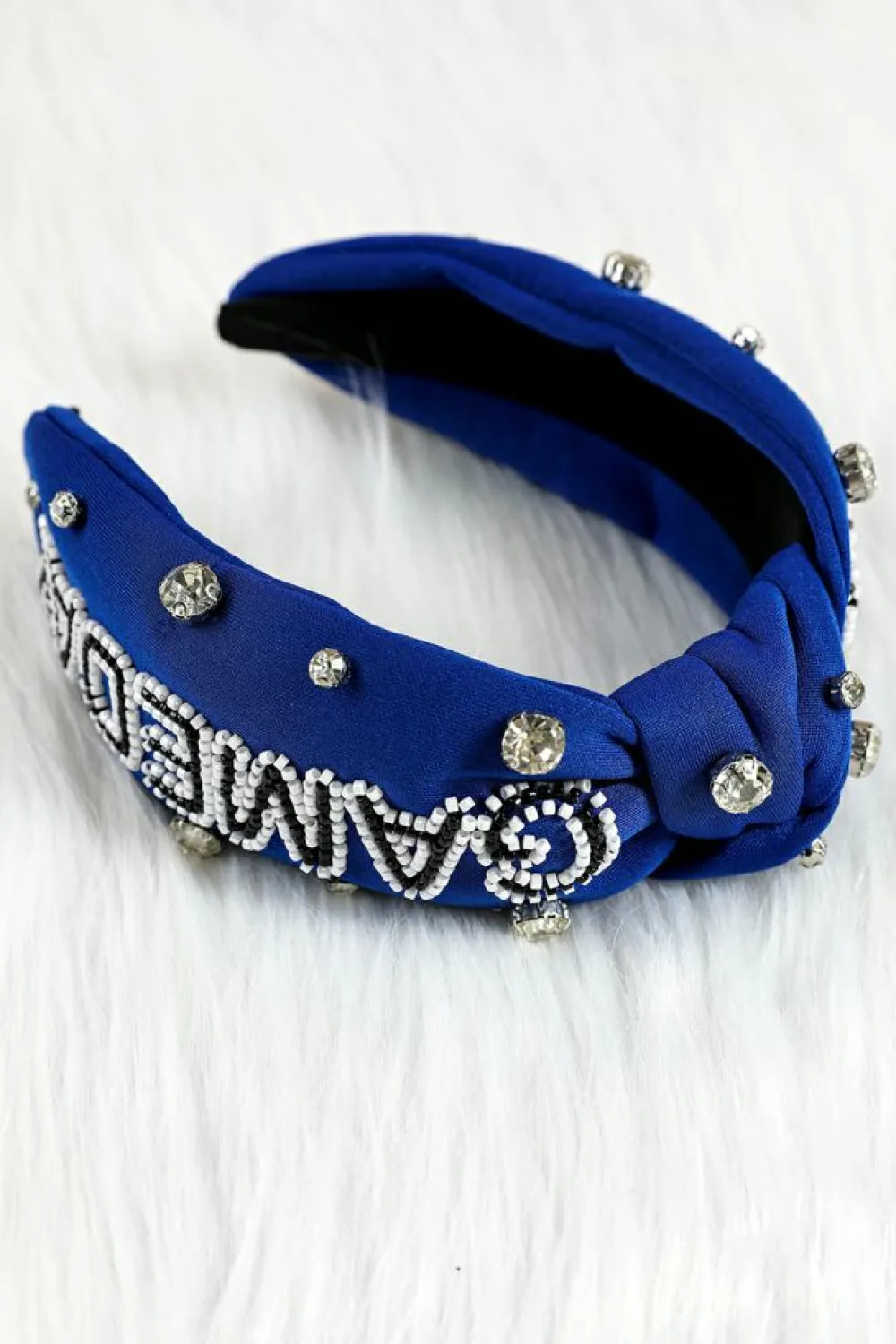 Best Dear-Lover GAME DAY Rugby Football Season Diamond Knotted Headband Dark Blue