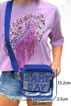 Hot Dear-Lover GAME DAY Rugby Football Clear Shoulder Bag Dark Blue