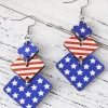 Outlet Dear-Lover Geometric Wooden Star Stripe Flag Dangle Earrings Dark Blue