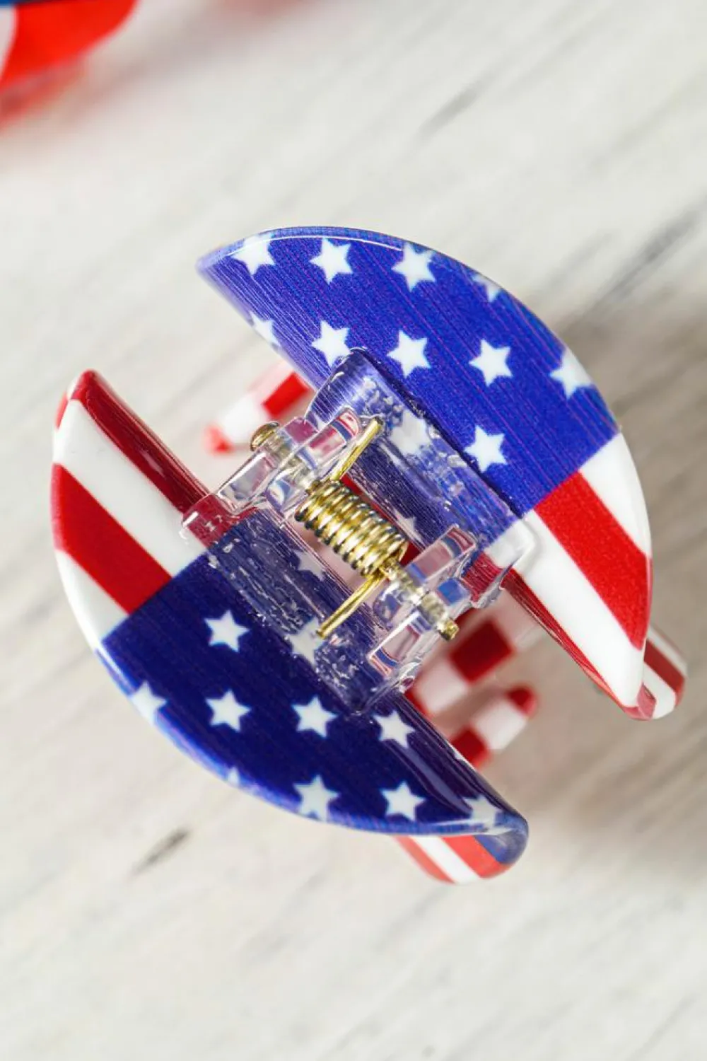 Online Dear-Lover Independence Day Flag Pattern Hair Claw Dark Blue
