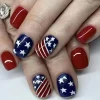 Sale Dear-Lover 24pcs American Flag Short Square Nail Stickers Dark Blue