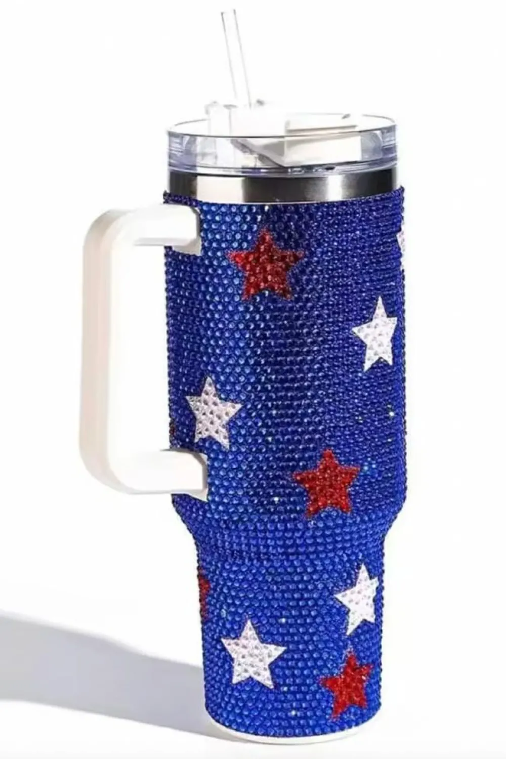 Sale Dear-Lover Star Shape Rhinestone Handle Large Vacuum Cup 40oz Dark Blue