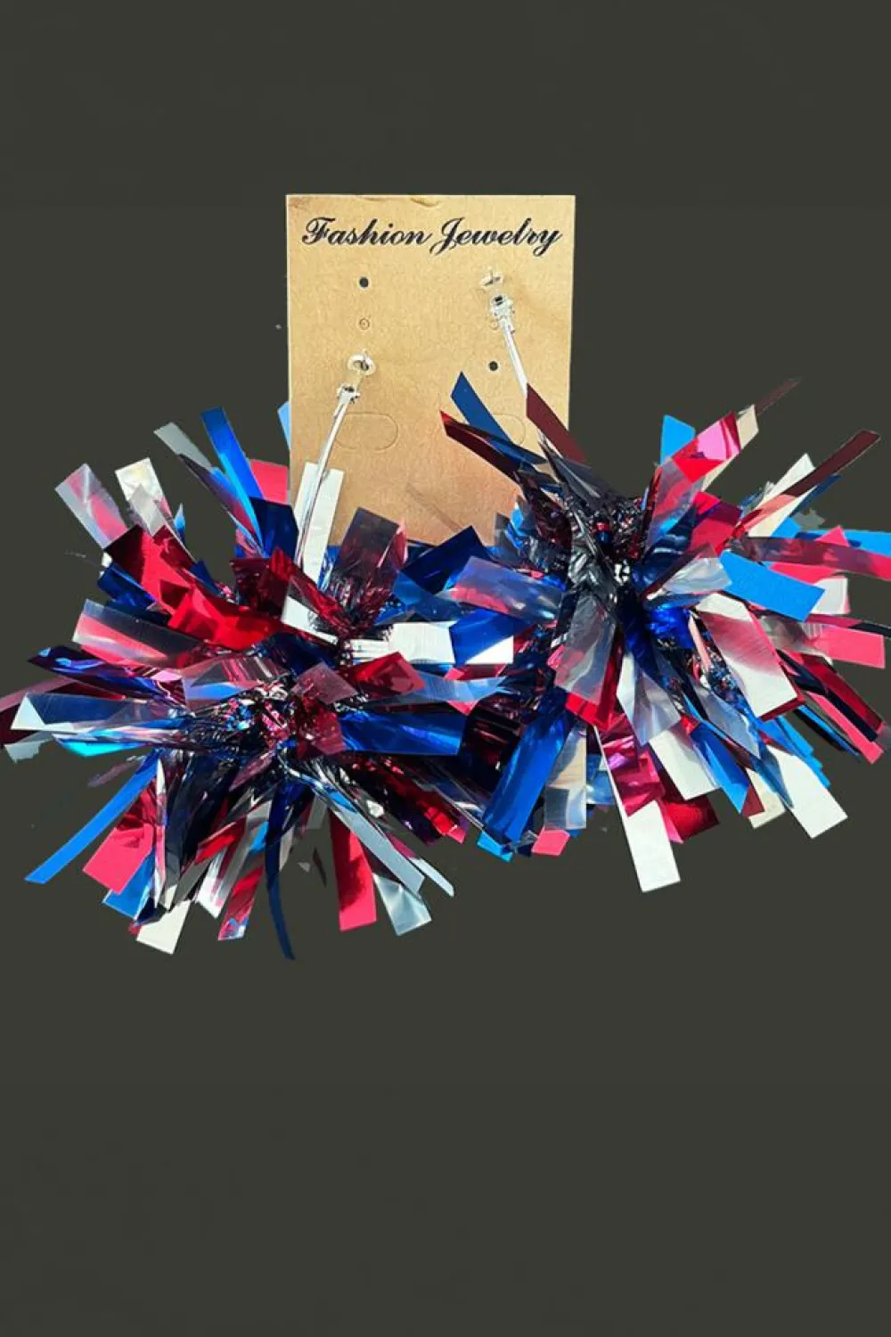 Hot Dear-Lover 4th of July Celebration Tinsel Earrings Dark Blue