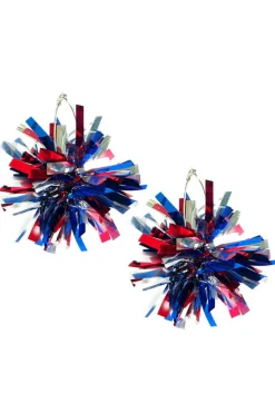 Hot Dear-Lover 4th of July Celebration Tinsel Earrings Dark Blue