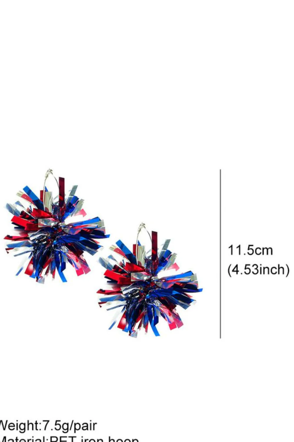 Hot Dear-Lover 4th of July Celebration Tinsel Earrings Dark Blue
