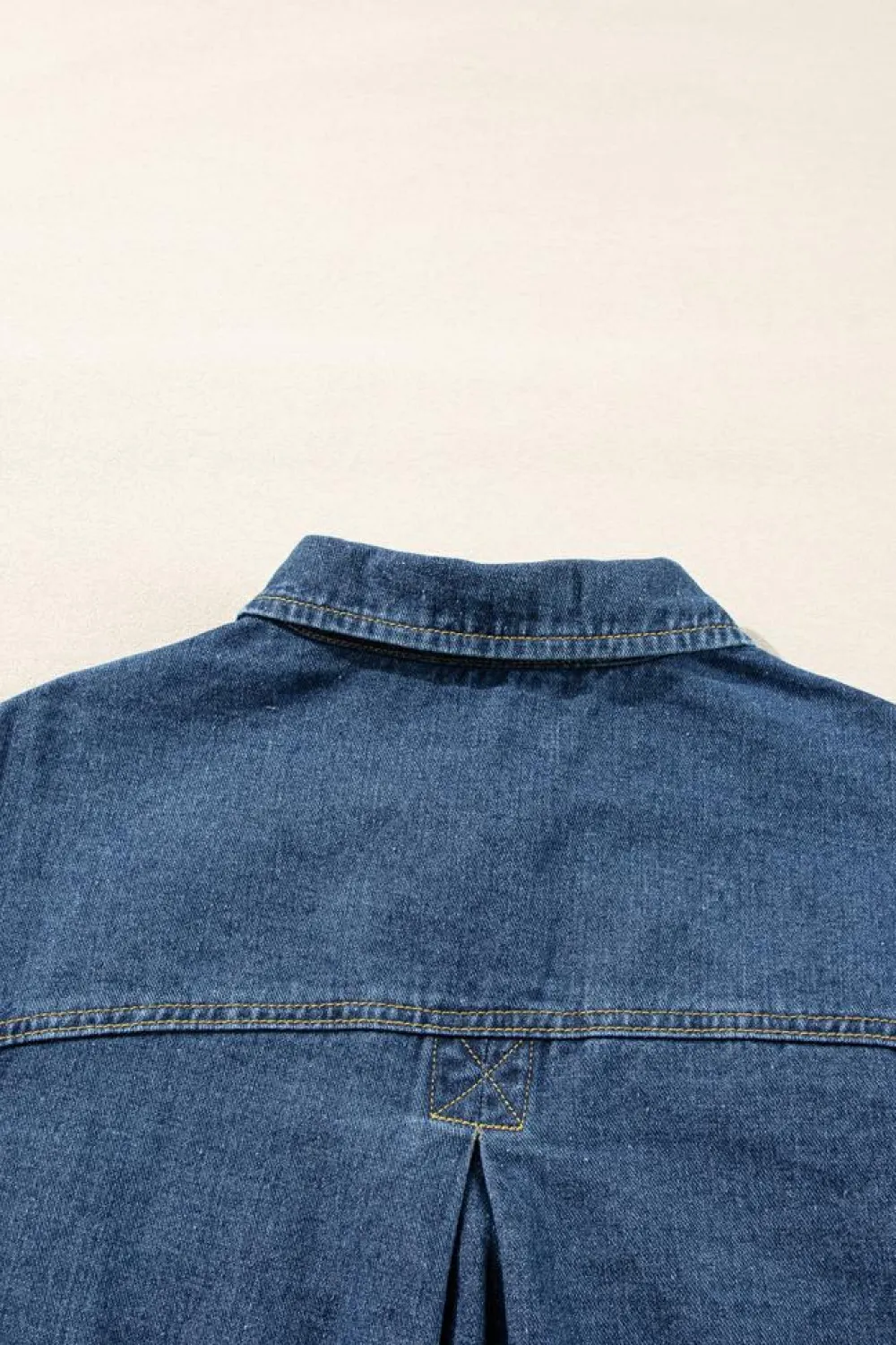 Clearance Dear-Lover Washed Oversize Pocketed Denim Jacket Dark Blue
